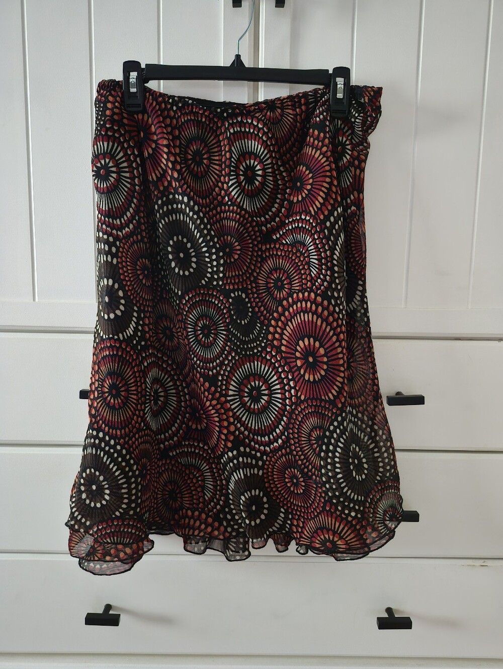 Black Geometric Print A-Line Skirt - Multicolor Sz M